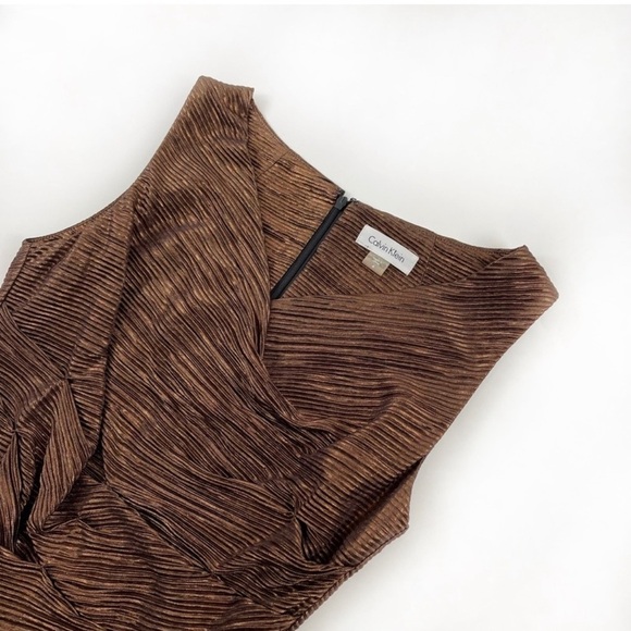 Calvin Klein Metallic Bronze Sleeveless dress size 4 - Picture 6 of 8